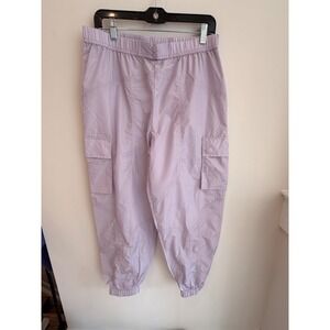 Fabletics Parachute Pants Lilac Lily Shine Cargo Jogger NWT Size Large